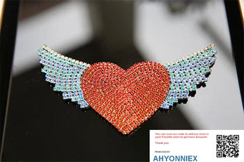 AHYONNIEX 1 VNT Rankų darbo Karoliukai Blizgučiais Lėktuvo sparno meilė širdies pleistrai siūti Nėrinius, drabužių, lipdukų 