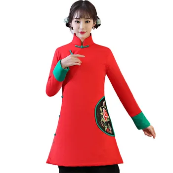 Moteris Parko Moterų Žiemos Striukė, Paltas Su Mandarinų Apykaklės Šiltą Moterų Kailis Aukštos Kokybės Kinų Stiliaus 2018 Nauja Žiemos Kolekcija