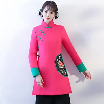 Moteris Parko Moterų Žiemos Striukė, Paltas Su Mandarinų Apykaklės Šiltą Moterų Kailis Aukštos Kokybės Kinų Stiliaus 2018 Nauja Žiemos Kolekcija