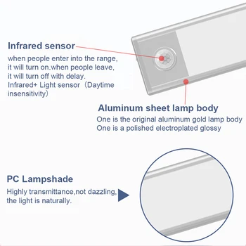 Hartisan Judesio Jutiklis Nakties Šviesos USB LED Lempa bevielio Baterijos energijos smart home miegamojo lova, miegas, tualetas jautrus 5V įkroviklį