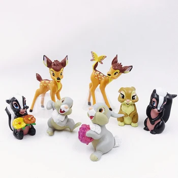 7pcs/set Disney Anime Periferinių Bambi Thumper Faline Anime Paveikslas Modelis, 5-7cm Gimtadienio Tortas Dekoravimo, Lėlių Vaikams Dovanos