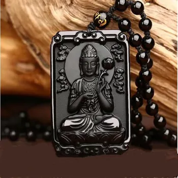 Gamtos Obsidianas Aštuonių rūšių Bodhisatvos Pakabukas Papuošalai Pasisekė, kad apsisaugoti nuo Blogio Laimingas Amuletas Pakabukas Jade Fine Jewelry