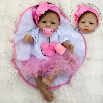 22 Colių Bebes Reborn baby Doll Visą Silikono Vinilo atgimsta mergina lėlės Realus naujagimio Žaislas, Lėlė Vaikų Dienos Dovanos