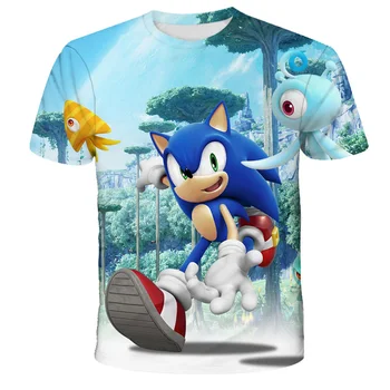 Vasaros Mados Sonic the hedgehog Animacinių filmų T-shirt Vaikams Berniukams trumpomis Rankovėmis Naujausias Sonic Tees Vaikai 3D Viršūnes Mergaičių Drabužiai