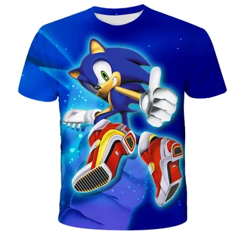 Vasaros Mados Sonic the hedgehog Animacinių filmų T-shirt Vaikams Berniukams trumpomis Rankovėmis Naujausias Sonic Tees Vaikai 3D Viršūnes Mergaičių Drabužiai