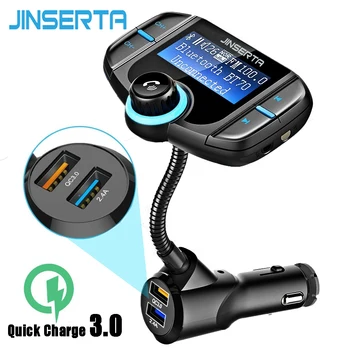 JINSERTA Bluetooth FM Garso Siųstuvas Car Mp3 Grotuvas, Bevielis InCar FM Moduliatorius Automobilinio Rinkinio QC3.0 Support TF USB AUX