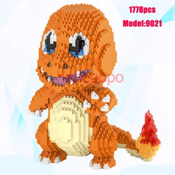 1778pcs 9021 Anime Charmander Pocket Monstras Dragon Gyvūnų 3D Modelį 
