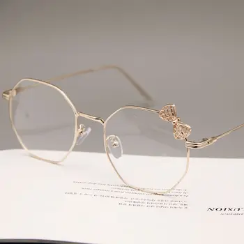 Veshion Daugiašalių metalo moterų vienodo šviesos akinių, akinių rėmeliai studentų trumparegystė mielas kačiukas optinis apvalus rėmo mergina lankas