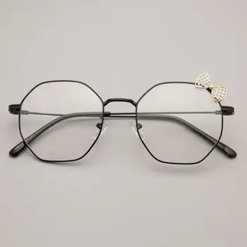 Veshion Daugiašalių metalo moterų vienodo šviesos akinių, akinių rėmeliai studentų trumparegystė mielas kačiukas optinis apvalus rėmo mergina lankas