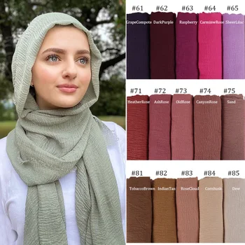 180X90CM 105 Spalvų Moterys Vingiuoti Fiksavimo Medvilnės Turbaną Hijab Skaros Klasikinis Paprastas, Lengvas, Madingas Musulmonų Šalikas