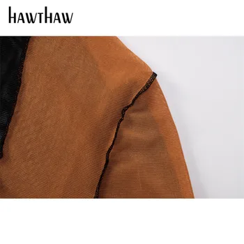 Hawthaw Moterų Rudenį Ilgomis Rankovėmis Tuščiaviduriai Iš Pamatyti Per Bodycon Paketo Klubo Kratinys Mini Suknelė 2020 M. Rudenį Drabužių Streetwear
