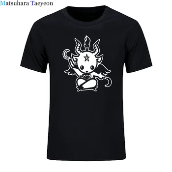 Nauja Vasaros Stiliaus Šėtono Ožkos Baphomet animacinių filmų Marškinėliai Vyrams medvilnės trumpomis rankovėmis Atspausdintas T-shirt Prekės marškinėlius drabužiai
