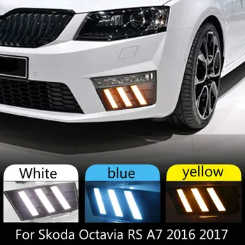 2vnt LED DRL Dienos važiavimo Šviesų Šviesiu padengti skylę nemokamas pristatymas Skoda Octavia RS A7 2016 2017