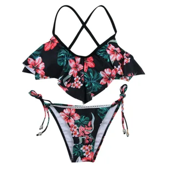 Moterų maudymosi kostiumėlį karšta Bikini Komplektas, Push-Up Brazilijos Gėlių Spausdinti Boho Bikini Pynimas maudymosi Kostiumėliai Paplūdimio Moterų maudymosi #68