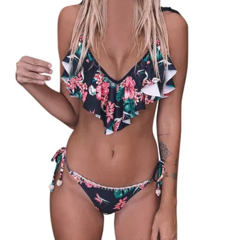 Moterų maudymosi kostiumėlį karšta Bikini Komplektas, Push-Up Brazilijos Gėlių Spausdinti Boho Bikini Pynimas maudymosi Kostiumėliai Paplūdimio Moterų maudymosi #68