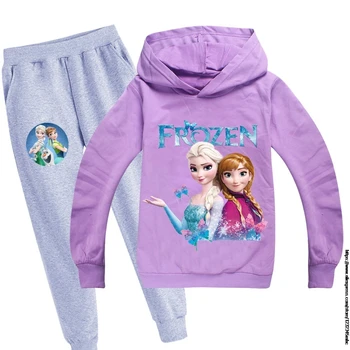 Disney Mielas Užšaldyti Elsa Spausdinti Hoodie Kelnes Nustatyti Kailis Kelnės Bliuzono Palaidinukė Drabužius Mergaitėms, Vaikams, Namų Drabužių
