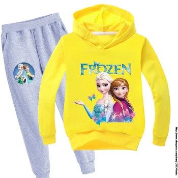 Disney Mielas Užšaldyti Elsa Spausdinti Hoodie Kelnes Nustatyti Kailis Kelnės Bliuzono Palaidinukė Drabužius Mergaitėms, Vaikams, Namų Drabužių