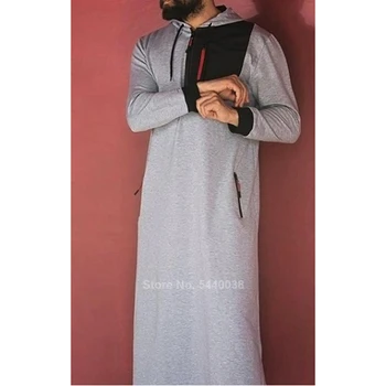 Islamo Tradicinių Drabužių Jubba Thobe Vyrų Dubajus, Saudo Arabija Atsitiktinis Abaja Stiching Hoodies Megztinis Kaftan Suknelė Žiemą