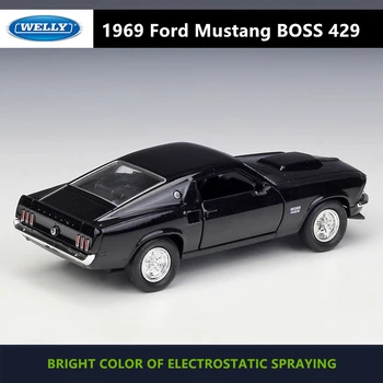 WELLY 1:36 1969 Ford Mustang Boss 429 lydinio automobilio modelio mašinos Modeliavimo Kolekcijos žaislas pull-back transporto priemonės Dovanų kolekcija