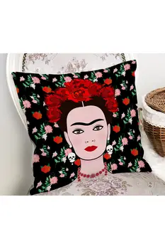 Navigacijos Frida Kahlo Raštuotas Tasseled Pagalvėlė Padengti Skaitmeninis Atspausdintas Dekoratyvinės Pagalvės Kokybės Siuvimo Paslėptas Užtrauktukas Siūlės