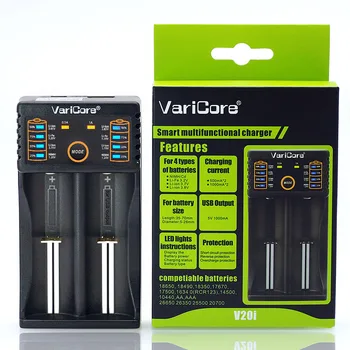 2020 Naujas VariCore V20i 1.2 V / 3 V / 3,7 V / 4.25 V 18650/26650/18350/16340/18500/AA/AAA baterijos Smart USB Įkroviklis