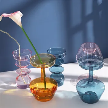 Šiaurės Stiklo Vaza Namų Mažų Hydroponic Augalų Stiklo Butelis Kambarį Dekoro Džiovintų Gėlių Dekoracija Skaidrus Gėlių Vaza
