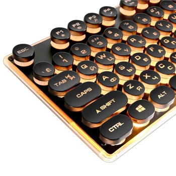 Žaidimų rusijos Klaviatūros Retro Turas Žėrintis Keycap Apšvietimu USB Laidinio metalinę Apšviestos Sienos Vandeniui