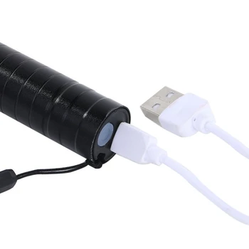 Mini XPE Aliuminio Lydinio Žibintuvėlis Stiprios Šviesos Zoom Long-Range USB Įkrovimo Multi-Funkcija, Žibintuvėlis
