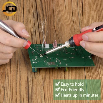 JCD Nešiojamas LCD Alavo lituoklio Temperatūros reguliatoriumi Elektros 80W Rinkinys Suvirinimo Įrankis Medinių Geležies Rinkinys, skirtas 
