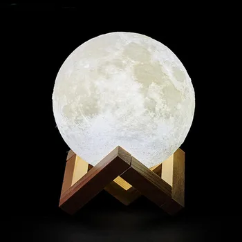 Dropship 3D Spausdinimo Įkrovimo Mėnulio Lempa, LED Nakties Šviesos Kūrybinis Prisilietimas Jungiklis Mėnulio Šviesos, Miegamojo Apdailos Gimtadienio Dovana