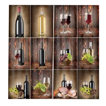 Pagal užsakymą Vyno Užuolaidos Raudonas Vynas Cabernet Butelių ir Stiklo Sūrio ir Vynuogių ant Medžio Lentos Spausdinti Lango Uždangą, už Kambarį