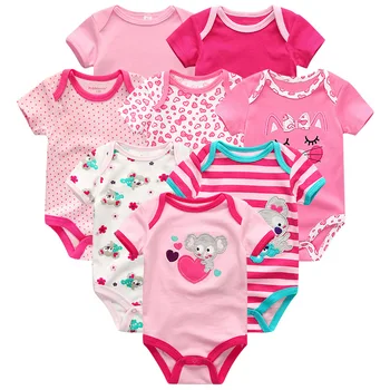Unisex Kūdikių Drabužiai 8Pcs/daug Naujagimis Berniukas, Mergaitė Rompers roupas de bebes Medvilnės Baby Jumpsuits Trumpas Rankovės Kūdikių Drabužiai.