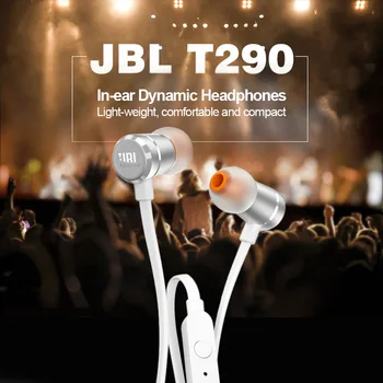 JBL T290 3.5 mm Laidinio Ausinės Stereo Muzikos, Sporto Pure Bass laisvų Rankų įranga 1-Mygtukas Nuotolinio Rankas-nemokamai Skambinti su Mic for Smartphones