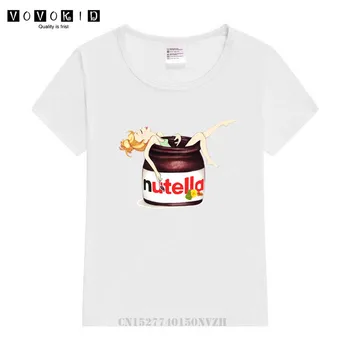 Mergina Nutella Kawaii Print T Shirt Vaikas 90s Harajuku Ullzang T-shirt Grafikos Mielas Animacinių filmų Marškinėlius Vaikų korėjos Stiliaus Viršaus Tees