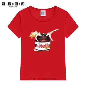 Mergina Nutella Kawaii Print T Shirt Vaikas 90s Harajuku Ullzang T-shirt Grafikos Mielas Animacinių filmų Marškinėlius Vaikų korėjos Stiliaus Viršaus Tees