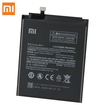 XiaoMi Originalią Bateriją BN31 Už Xiaomi Mi 5X Mi5X A1 MiA1 Redmi Pastaba 5A Y1 Lite S2 Autentiški, Telefono Baterija 3080mAh