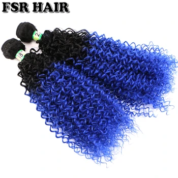 Juodos Blue Dvi tonas ombre Keistą Garbanotas Plaukų Pynimas 100 g/vnt sintetinių plaukų priauginimas