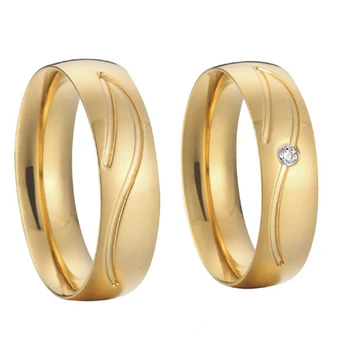 Jubiliejų aljansų anel aukso spalvos sveikatos titano plieno vestuvių juostas porų pažadas žiedai rinkiniai