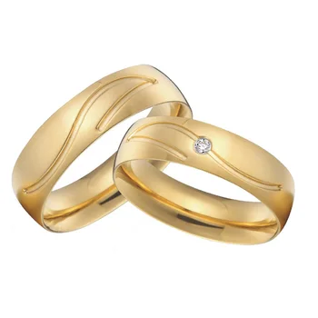 Jubiliejų aljansų anel aukso spalvos sveikatos titano plieno vestuvių juostas porų pažadas žiedai rinkiniai