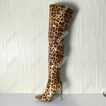 Olomm 2020 m. Moteris aukštakulniais Blizgantys Batai Seksualus Stiletto Kulniukai Batai Pažymėjo Tne Super Sexy Leopard 