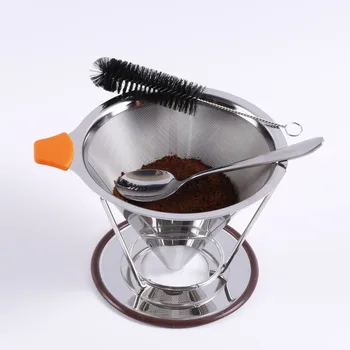 Nerūdijančio plieno daugkartinio naudojimo kavos filtras dripper v60 lašinamas kavos filtrai krepšelį turėtojas MJ070115