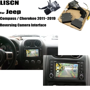 Atbulinės Eigos Kamera Skirta Jeep Compass / Cherokee 2011~2019 Adapteris Atsarginės Fotoaparato Sąsaja Atsarginės Stebėti Atnaujinti Priekiniai Galinio Vaizdo Kamera