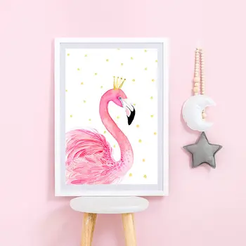 Namų Dekoro Šiaurės Drobės Tapybos Pink Flamingo plakatas saldus Gyvūnų Nuotraukos Kambarį Vaikams, Miegamojo, Viešbučio, Sienos Menas Namų Dekoro