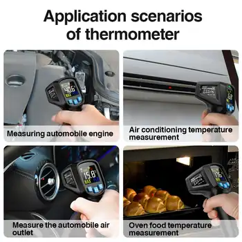 Spalvotas Ekranas Ne-susisiekite su Lazeriu Termometrai Pyrometer Infraraudonųjų spindulių Skaitmeninis Termometras Pyrometer Lazerinį Ginklą Temperatūra