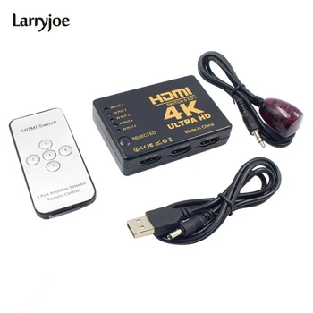 Larryjoe Mini 3D 1080p 5Port 4K HDMI Jungiklis Switcher Selektorių Splitter Hub +IR Nuotolinio HDTV