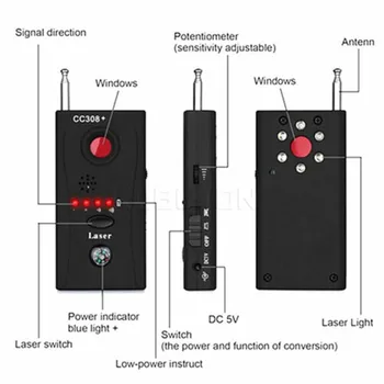 Pilną Anti - Spy Klaidą Detektorius CC308+ Mini Belaidė Kamera Paslėptas GSM Signalo Prietaisas Finder Privatumo Apsaugoti