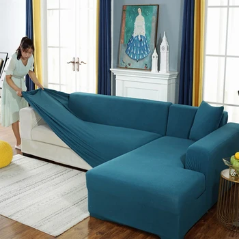 Viskas įskaičiuota universalus elastingas sofa padengti kieta spalva keturis sezonus ne slydimo odos sofos rinkinys universalus pilka žalia mėlyna