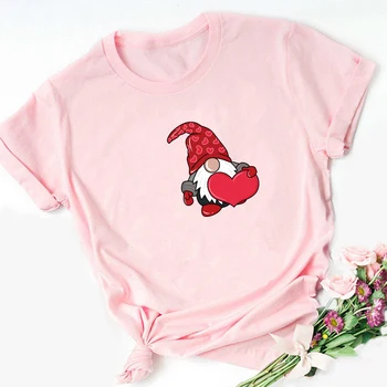 Gnome Meilės Spausdinimo Valentino Grafinis T Marškinėliai Harajuku Marškinėliai Pora Drabužių Korėjos Plius Dydis Drabužių Atsitiktinis Viršūnes Moterų 2020 M.