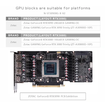 Bykski GPU Vandens Aušinimo Blokas ZOTAC RTX3090/3080 ŽAIDIMŲ ° C, Skysčio Aušinimo Radiatorius Grafikos Kortelės, N-ST3090XG-X-V2