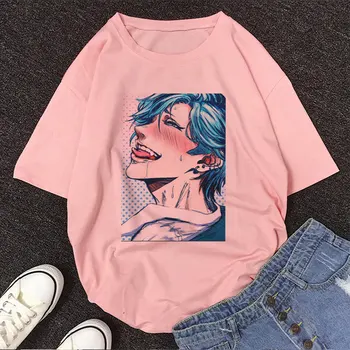 Kawaii Rožinė Plius Dydis Yarichin Klubas Print T Shirt Japonijos Berniuko Meilė 